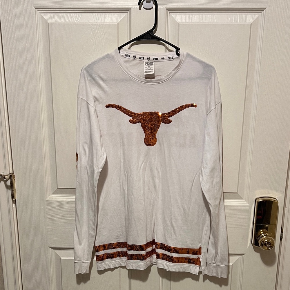 Victoria's Secret White and Brown Long Sleeve Tee